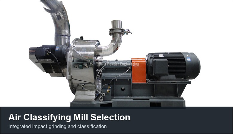 Air classifying mill selection for fine powder production