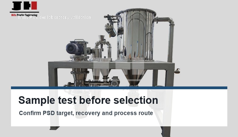Powder sample testing before equipment selection with laboratory jet mill
