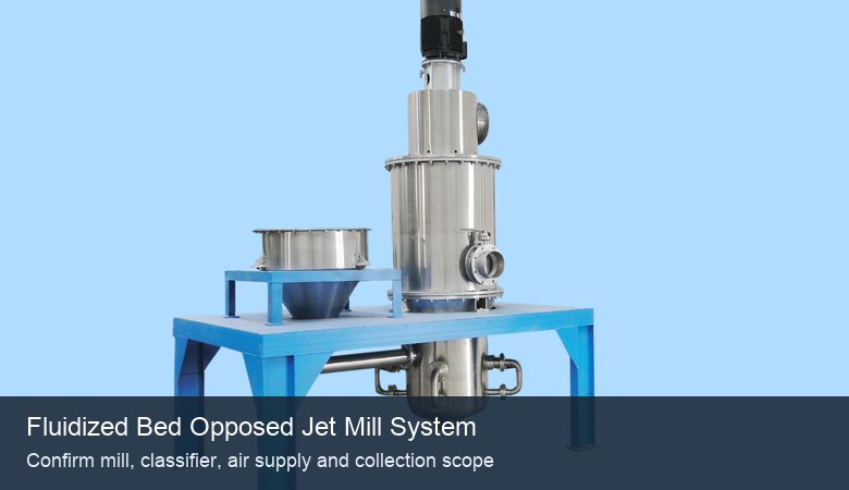 Fluidized bed opposed jet mill system for ultra fine powder processing